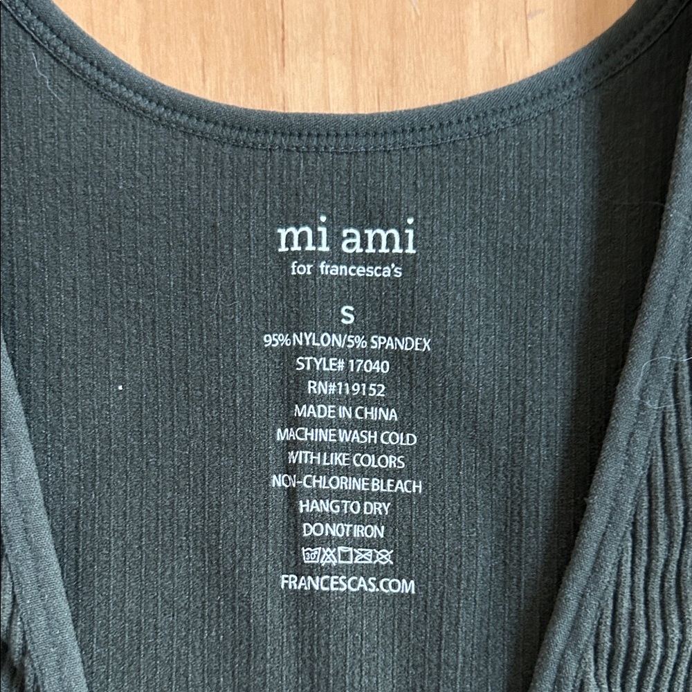 miami Deep Green Ribbed Tank Top - Picture 2 of 3